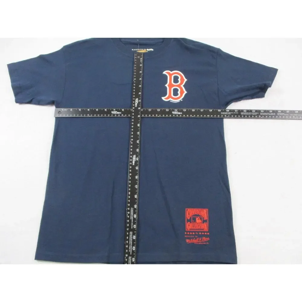 Boston Red Sox Shirt Men Med Blue MLB Baseball Cooperstown Mitchell Ness 1389-90 - Picture 8 of 10
